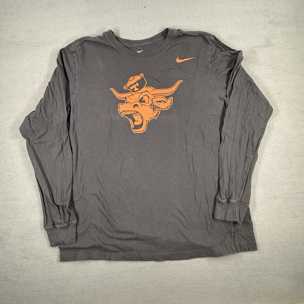 Nike Texas Longhorns Large Long Sleeve Athletic Performance Shirt Training Gray